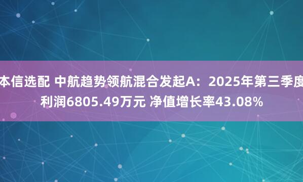 本信选配 中航趋势领航混合发起A：2025年第三季度利润6805.49万元 净值增长率43.08%